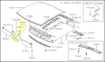 Factory Interior Rear View Mirror, Black, 79-83 280ZX