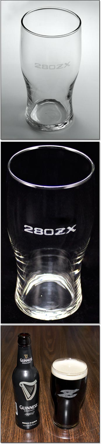 Laser Engraved "280ZX" Logo Irish Pub Glass