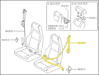 Factory Seat Belt, Black, Left, 79-83 280ZX