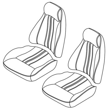 Seat Upholstery Kit w/Velour Insert, Front, Left and Right, Black, 74-76 260Z-280Z