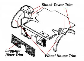 Reproduction Shock Tower Trim, Black, Left, 70-73 240Z