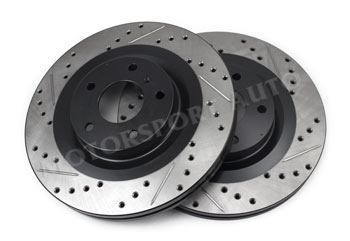 StopTech Cross Drilled/Slotted Brake Rotors, Front, 06-09 350Z Non-Brembo, 09-20 370Z Non-Sport