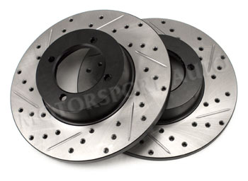 StopTech Cross Drilled/Slotted Brake Rotors, Front, 70-73 240Z