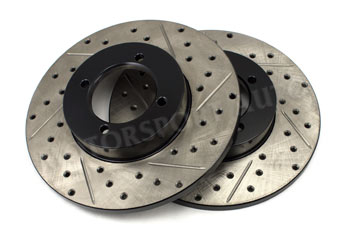 StopTech Cross Drilled/Slotted Brake Rotors, Front, 74-78 260Z-280Z