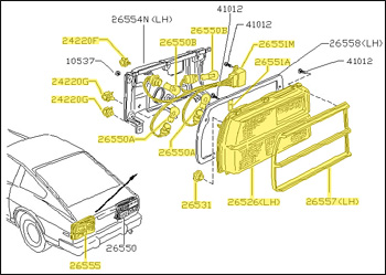 Factory Tail Light Assembly, Left, 79-81 280ZX