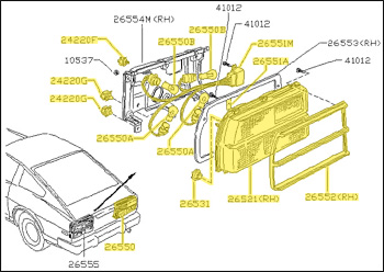 Factory Tail Light Assembly, Right, 79-81 280ZX