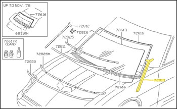 Factory Windshield Trim, Left, Black, 79-83 280ZX w/o T-Top