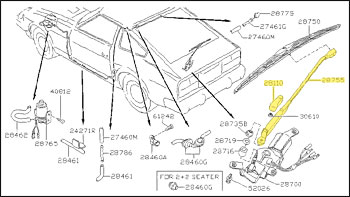 Factory Window Wiper Arm, Rear, 79-83 280ZX