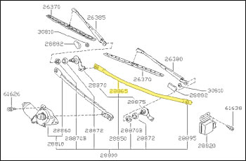 Factory Wiper Linkage, Center, 79-83 280ZX